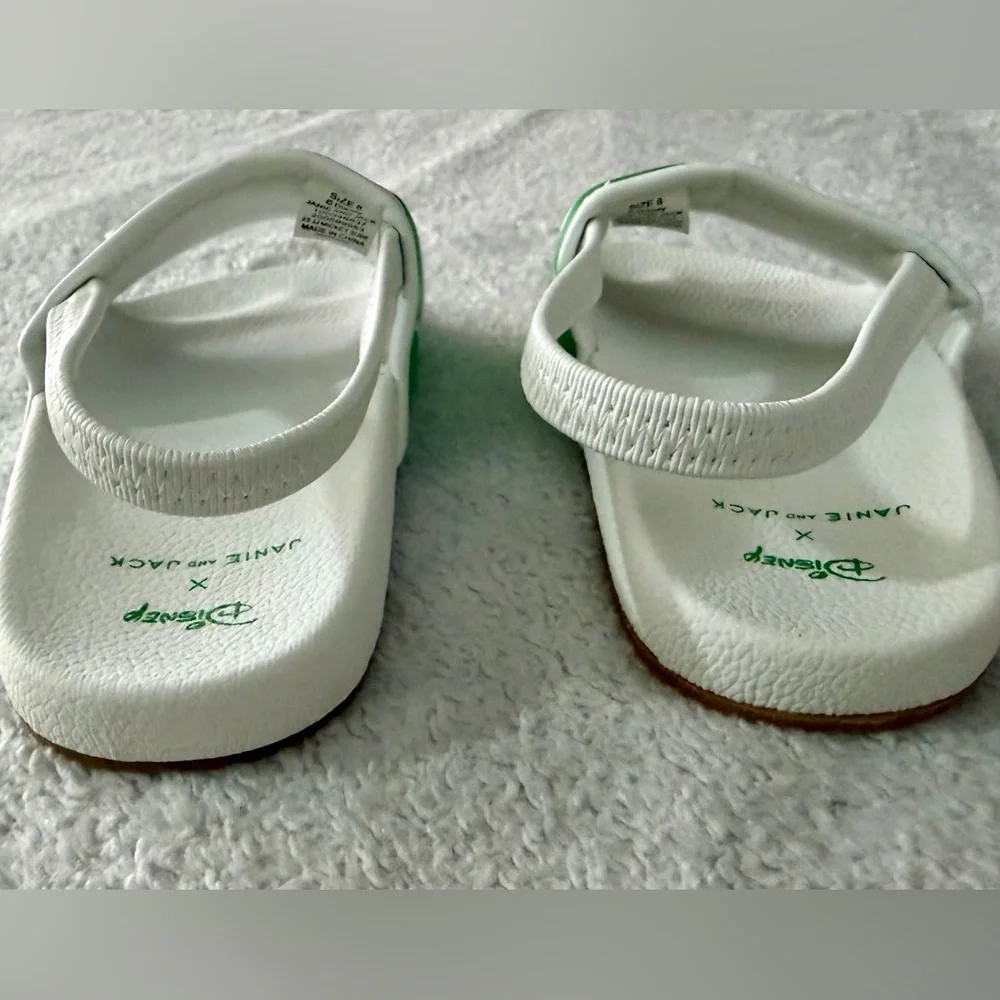 Disney x Janie and Jack | Green & White Mickey Mouse Slides | Size 8